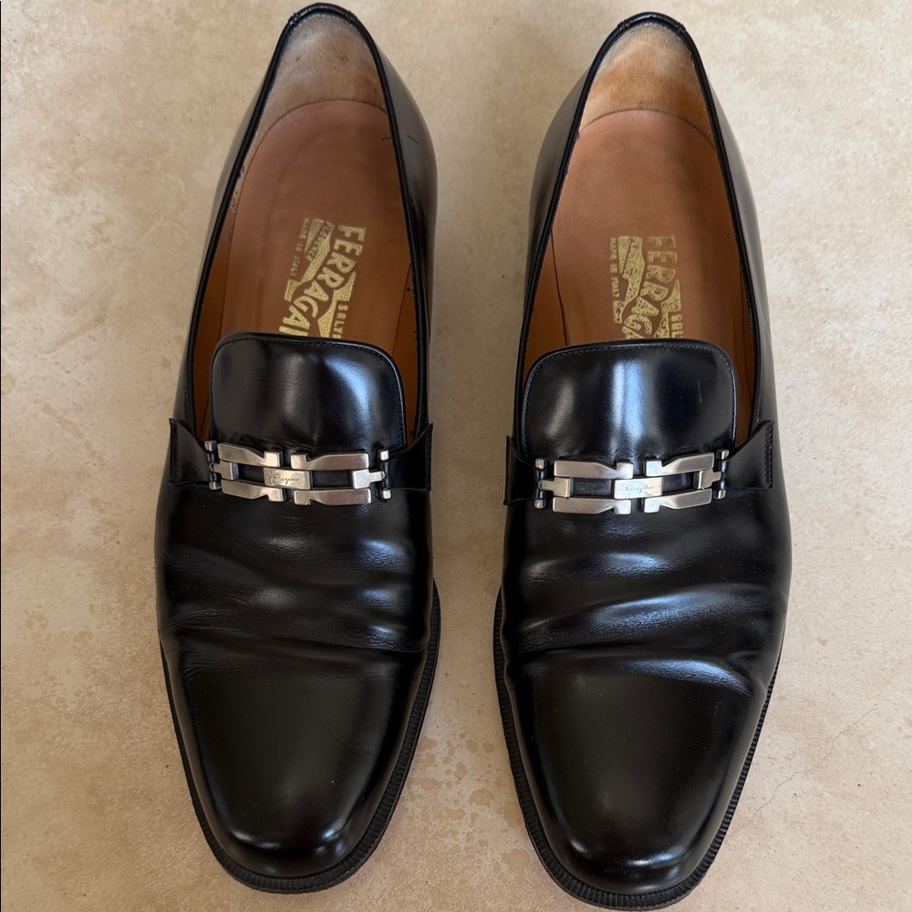 Salvatore Ferragamo Black Leather Bit-Detail Loafers